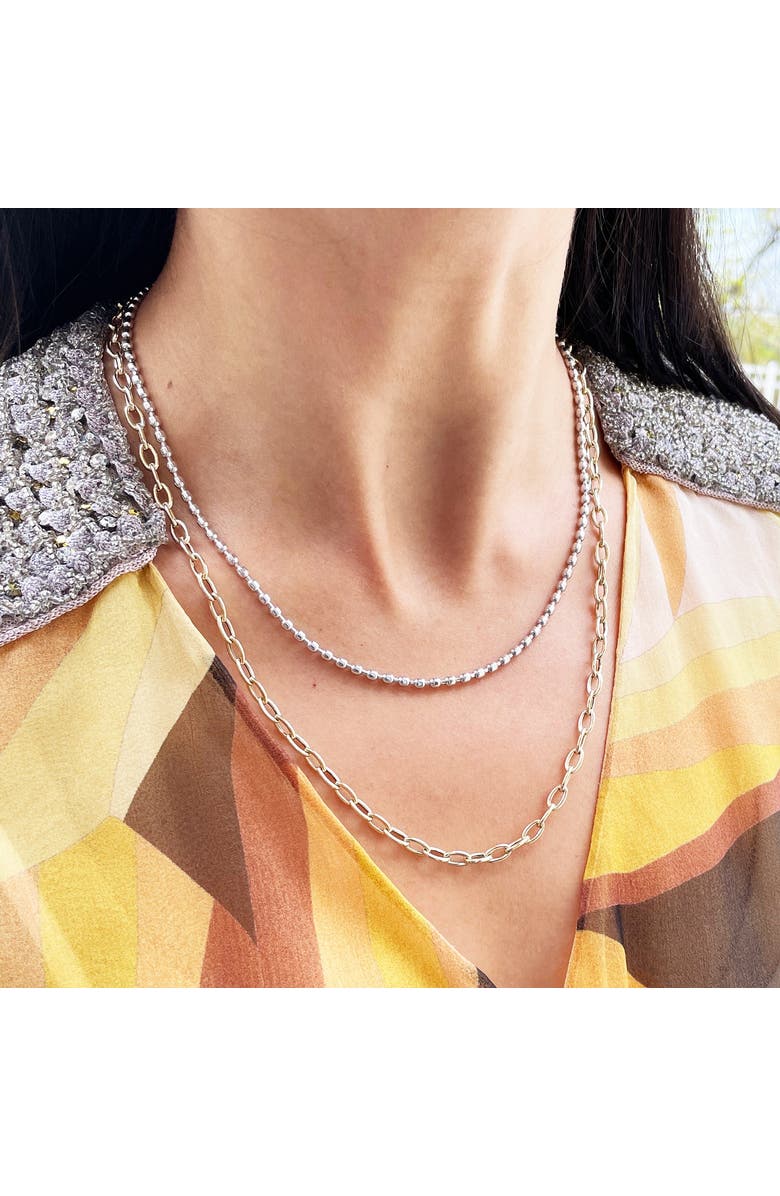 The Lovery Fine Jewelry Nugget Bead Chain Necklace, Alternate, color, White Gold