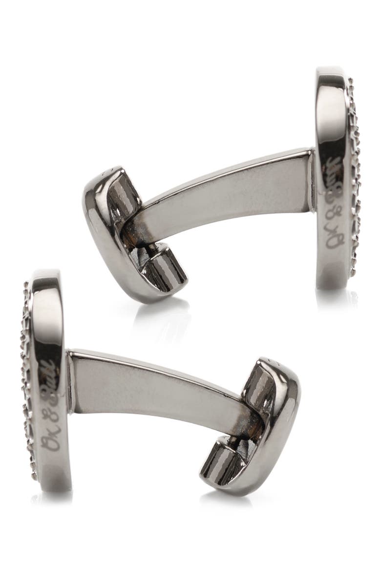 Crystal Button Cuff Links, Alternate, color, BLACK