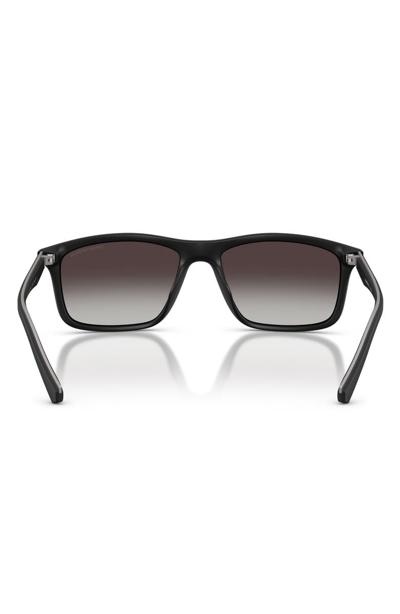 Emporio Armani 57mm Gradient Pillow Sunglasses, Alternate, color, Matte Black / Grey Gradient