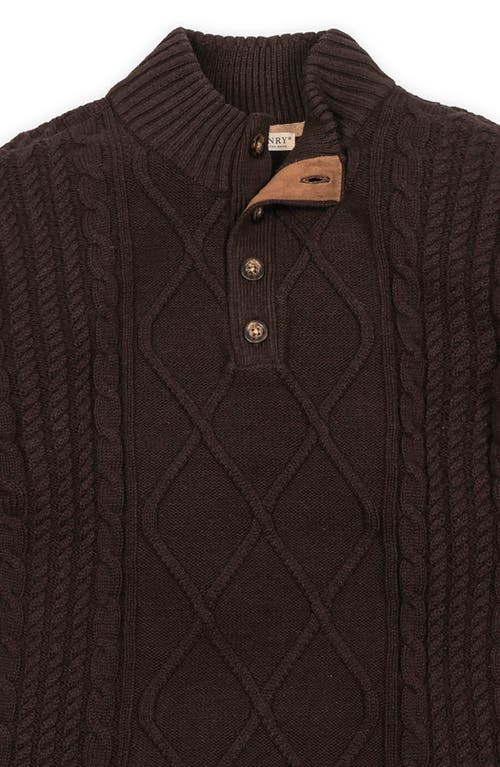 Hope & Henry Organic Mock Neck Cable Sweater In Brown