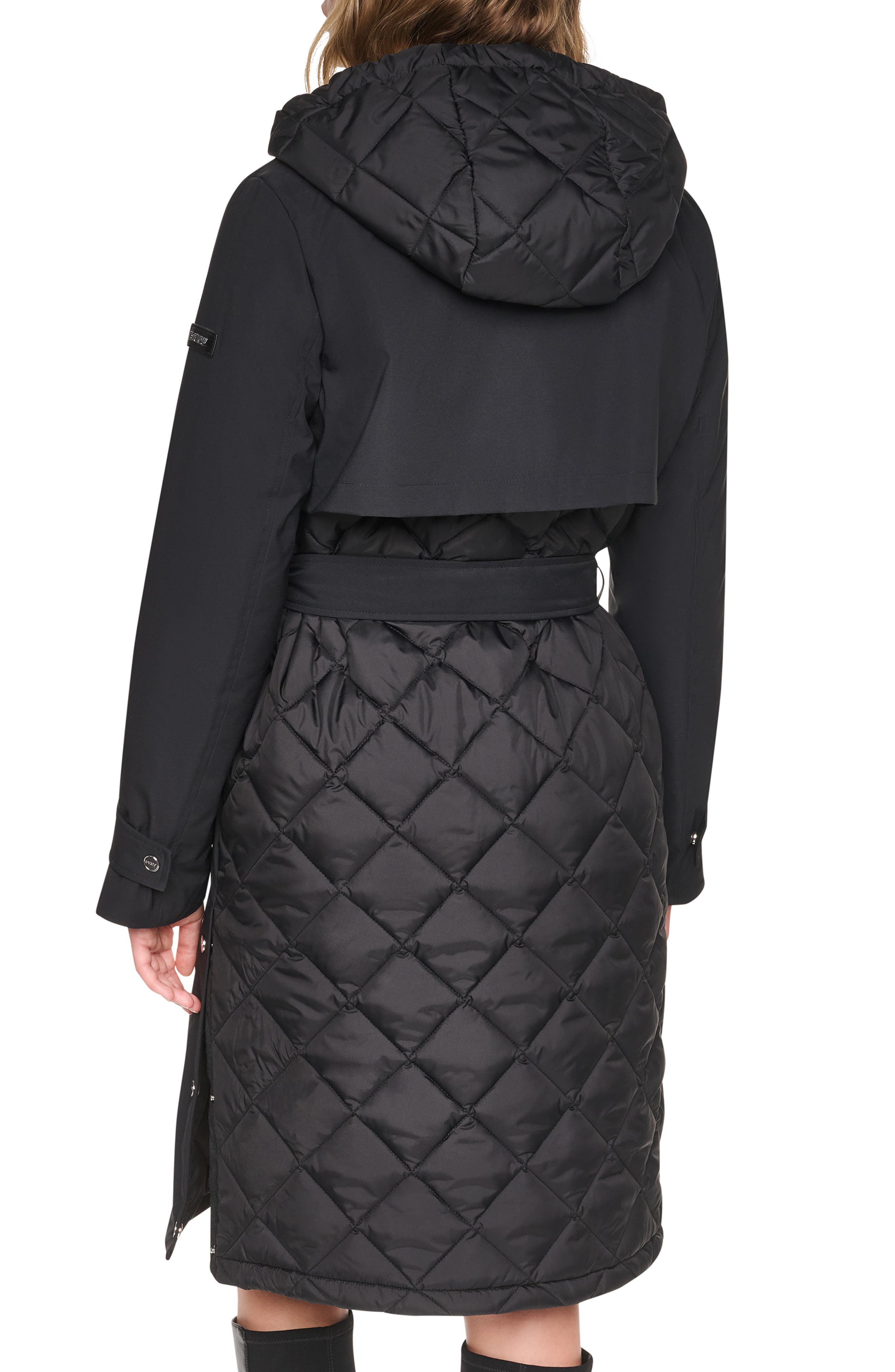DKNY Mixed Media Trench Coat (Women) | Nordstromrack