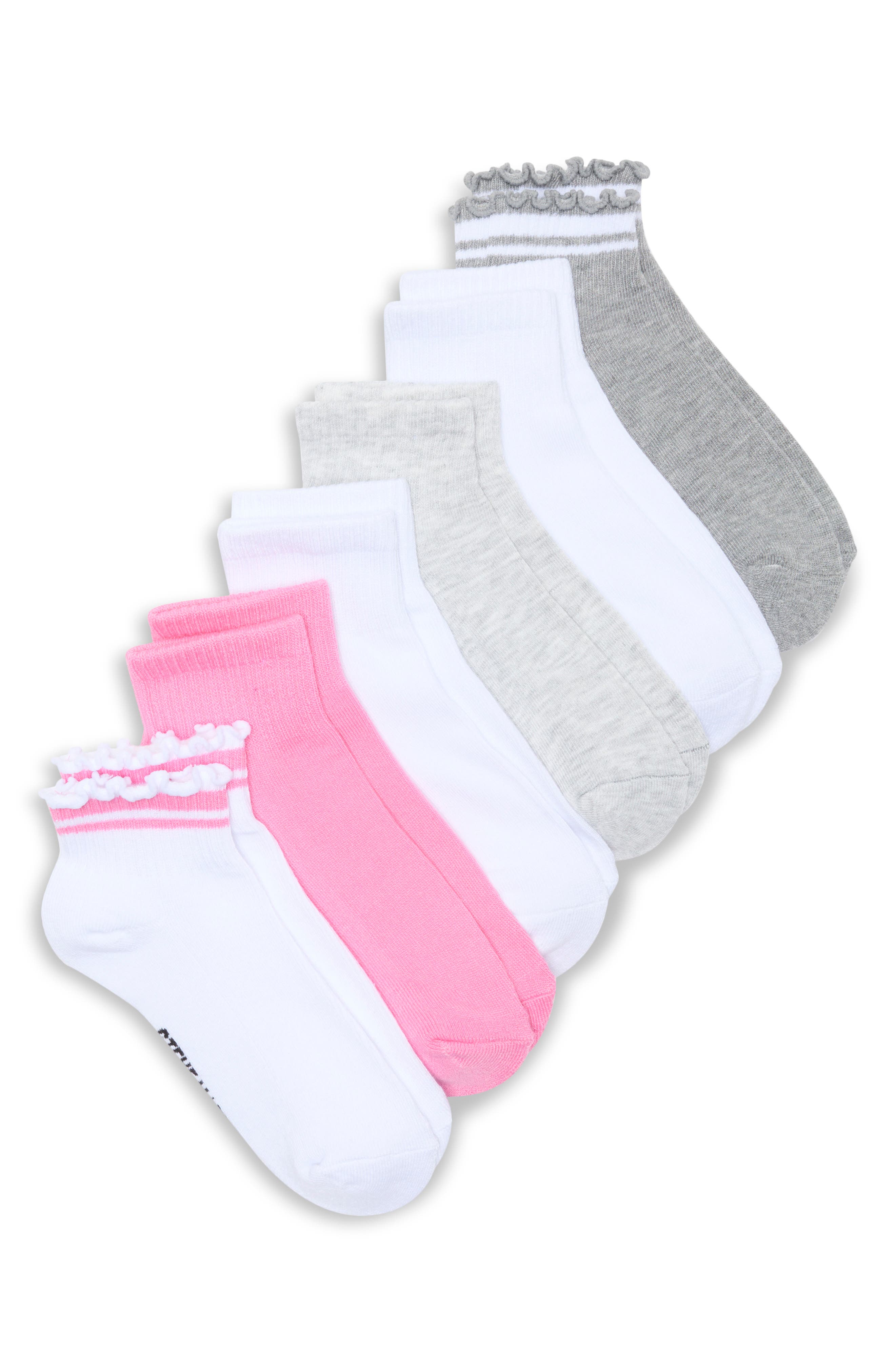 Steve Madden Assorted 6-Pack Varsity Stripe & Lettuce Edge Ankle Socks