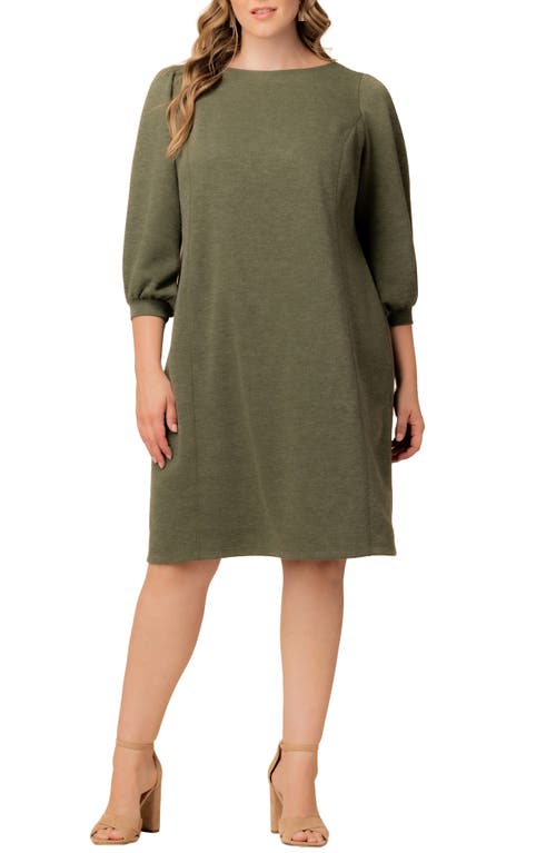 Kiyonna Madison Long Sleeve Sweater Dress In Green