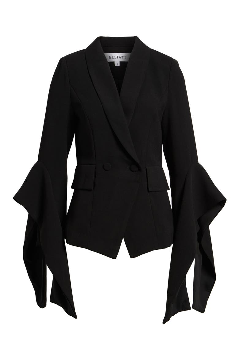 Iris Embellished Cuff Blazer, Alternate, color, BLACK