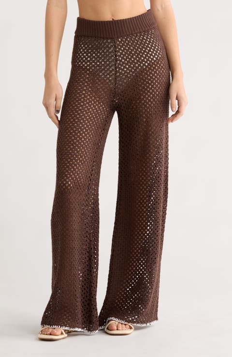 Metallic Open Stitch Cover-Up Pants
