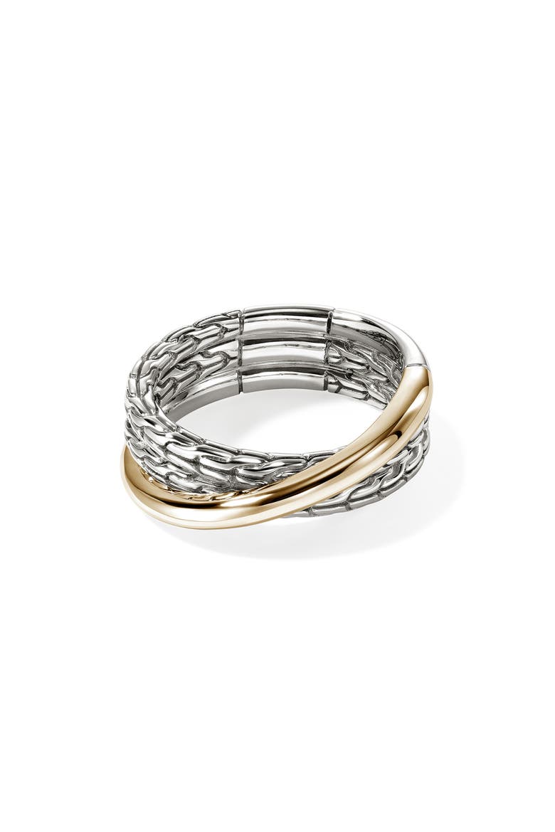 JH Essential Crossover Ring, Gold, Sterling Silver, Main, color, SILVER/GOLD