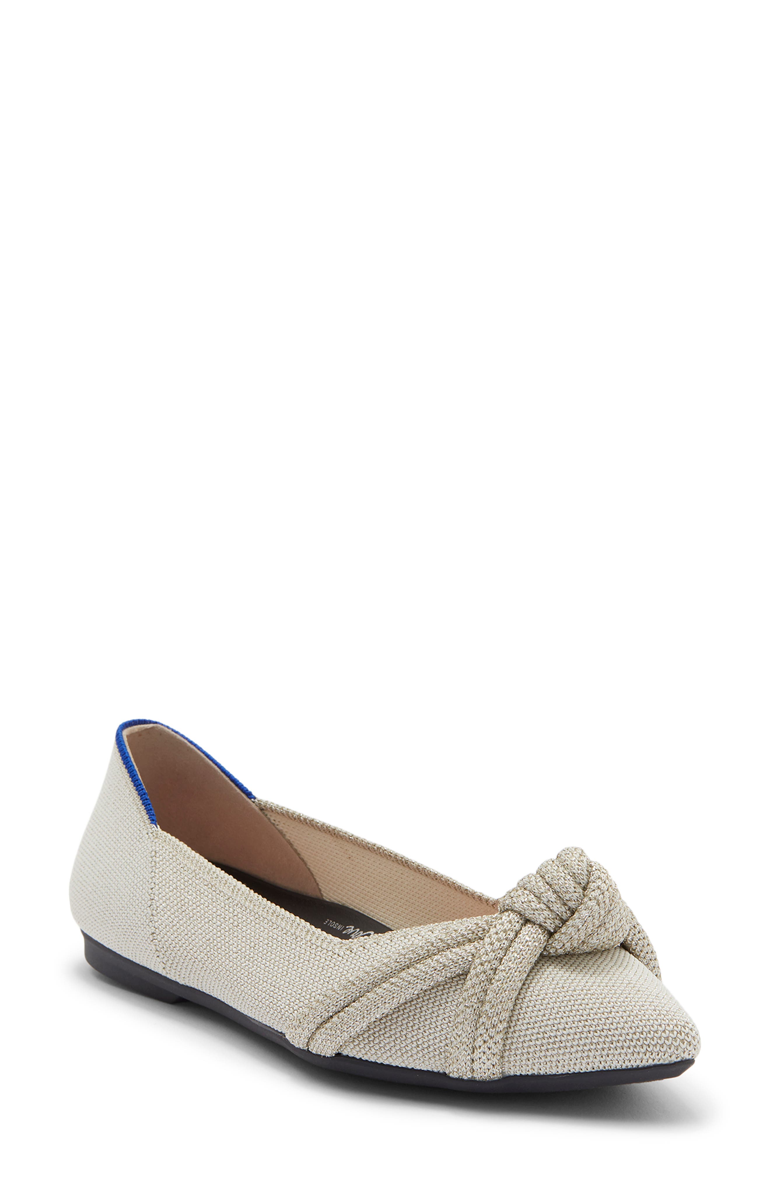 Pointed Toe Knot Flat, Main, color, DIAMOND METALLIC