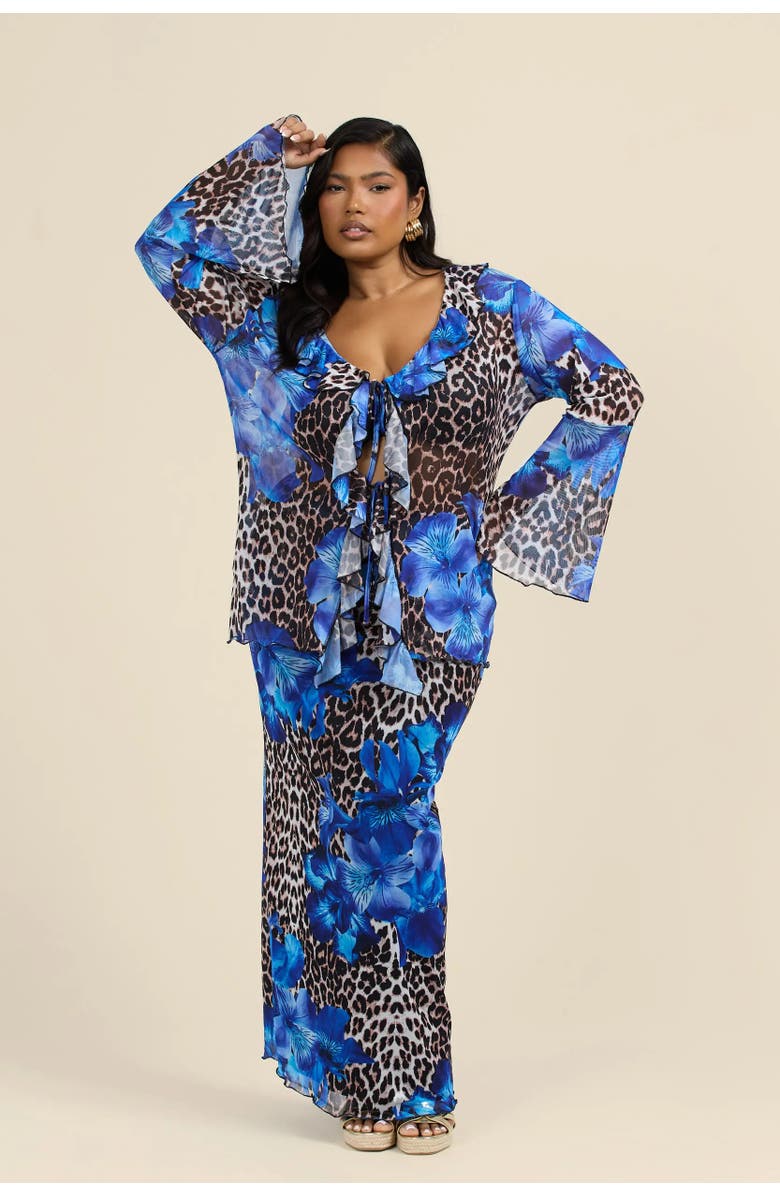 FASHION-SZN CURVE Leopard Print Floral Maxi Dress, Alternate, color, 