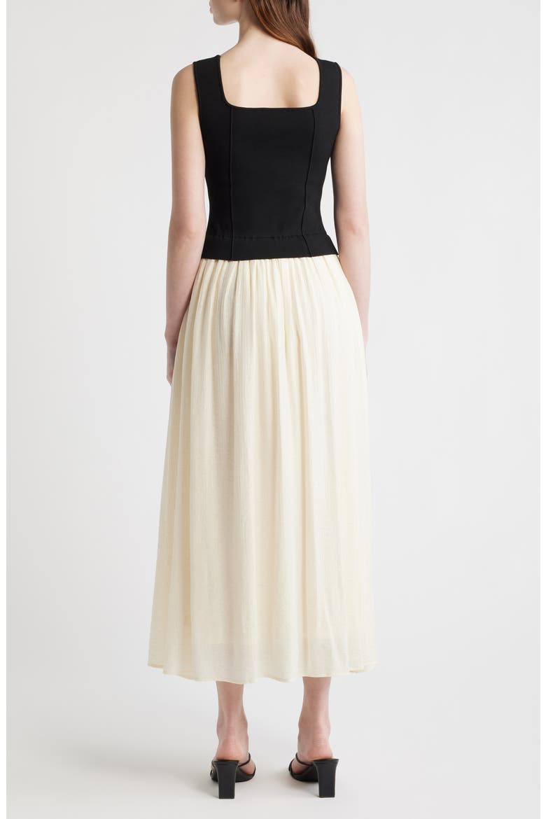 Mixed Media Dress, Alternate, color, BLACK IVORY
