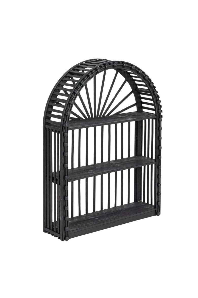 Arched wood and Wood Wall Shelf, Black, Main, color, Black