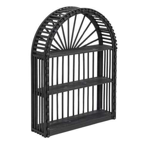 Arched wood and Wood Wall Shelf, Black