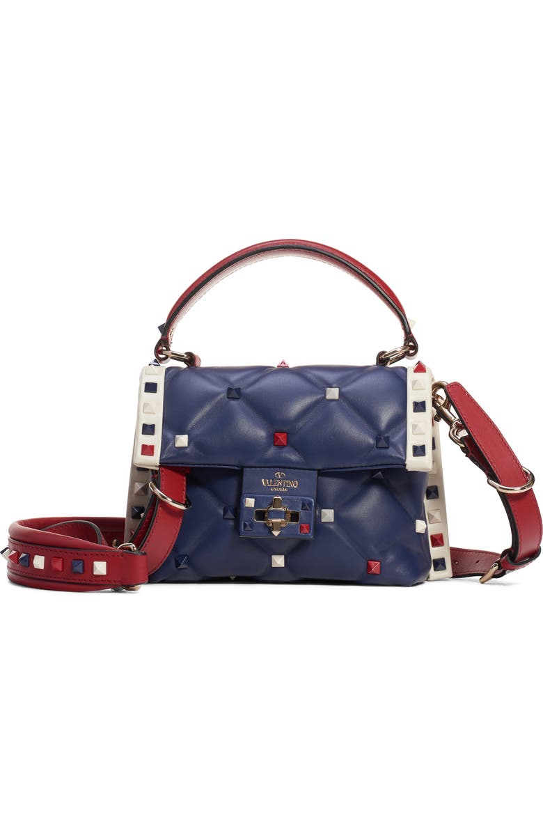 Valentino Garavani Mini Candystud Top Handle Leather Satchel, Main, color,