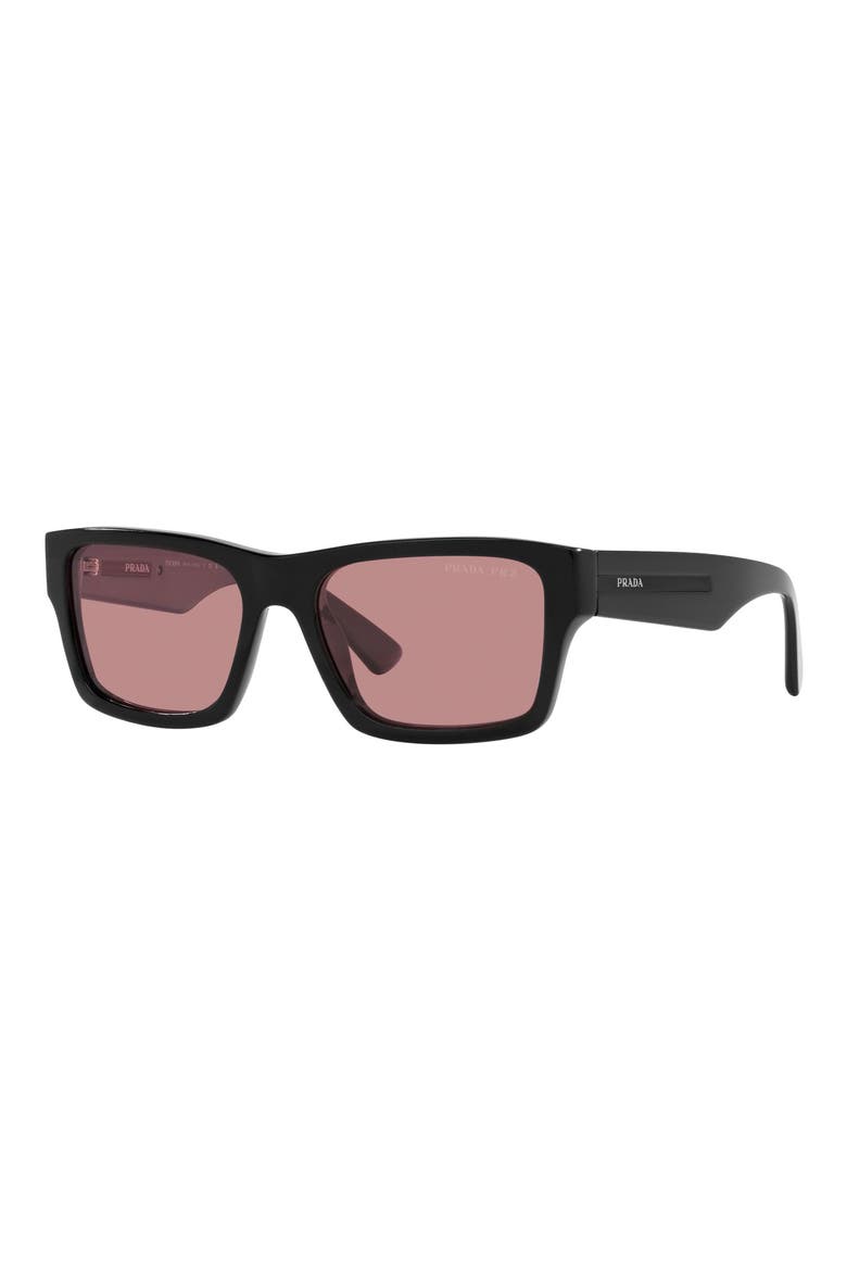 57mm Gradient Square Sunglasses, Alternate, color, BLACK