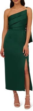 Adrianna Papell Pleat One-Shoulder Crepe Cocktail Dress