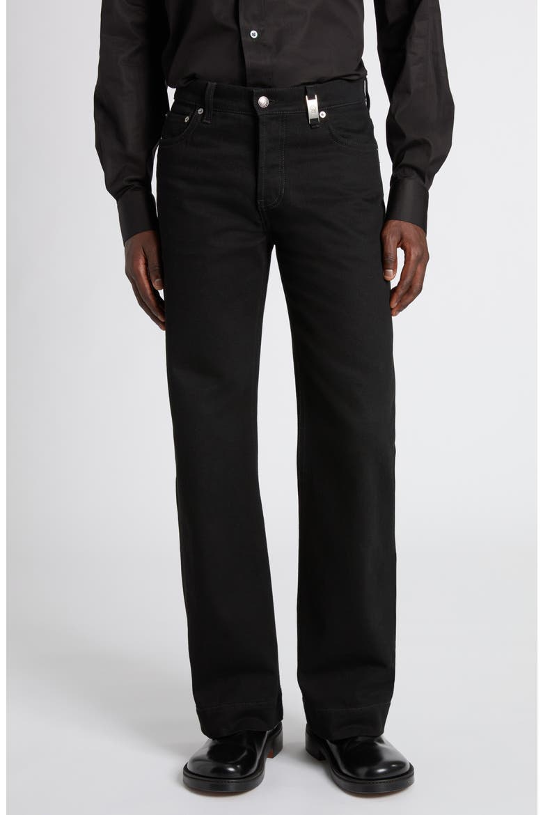 Skull Detail Wide Leg Jeans, Main, color, BLACK