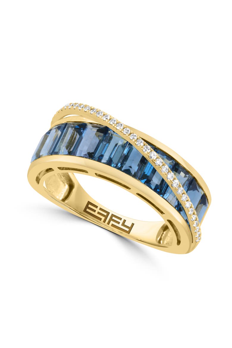 14K Yellow Gold London Blue Topaz & Diamond Channel Set Ring, Main, color, 14K Gold