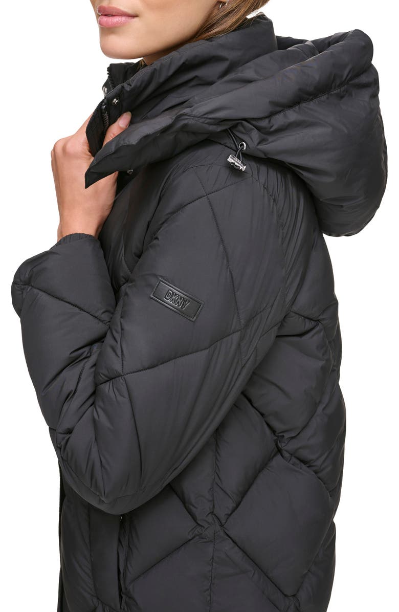 DKNY Diamond Quilted Hooded Puffer Jacket, Alternate, color, 