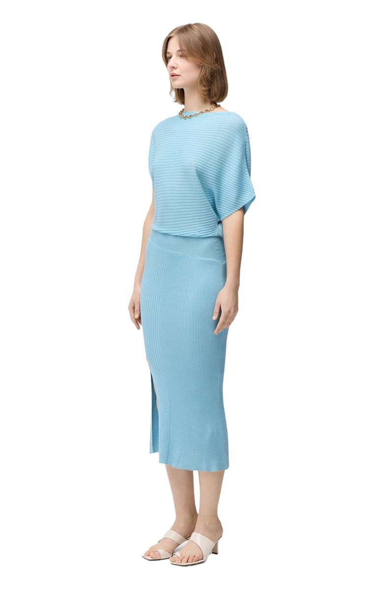 GOBI Mongolian Cashmere Cashmere Asymmetric Silk Dress, Alternate, color, Navy