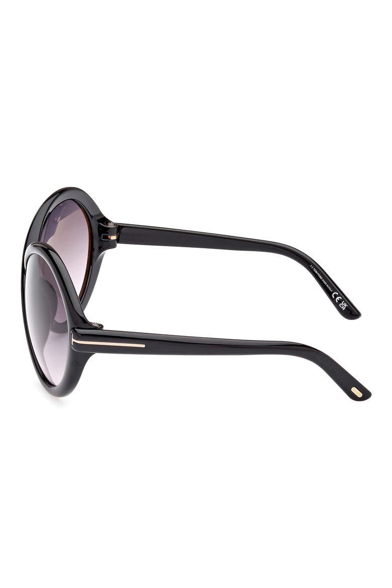 68mm Gradient Butterfly Sunglasses, Alternate, color, SHINY BLACK / GRADIENT SMOKE