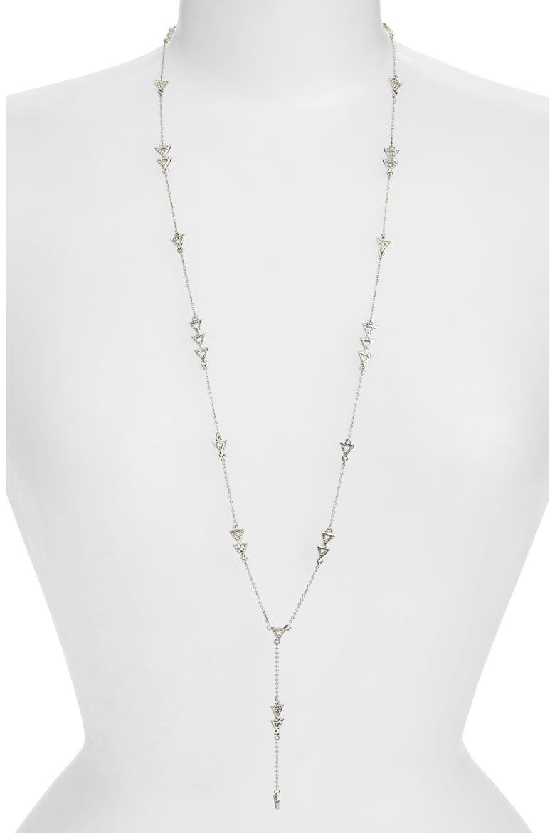 'Nilotic' Pavé Station Long Y-Necklace, Main, color, SILVER