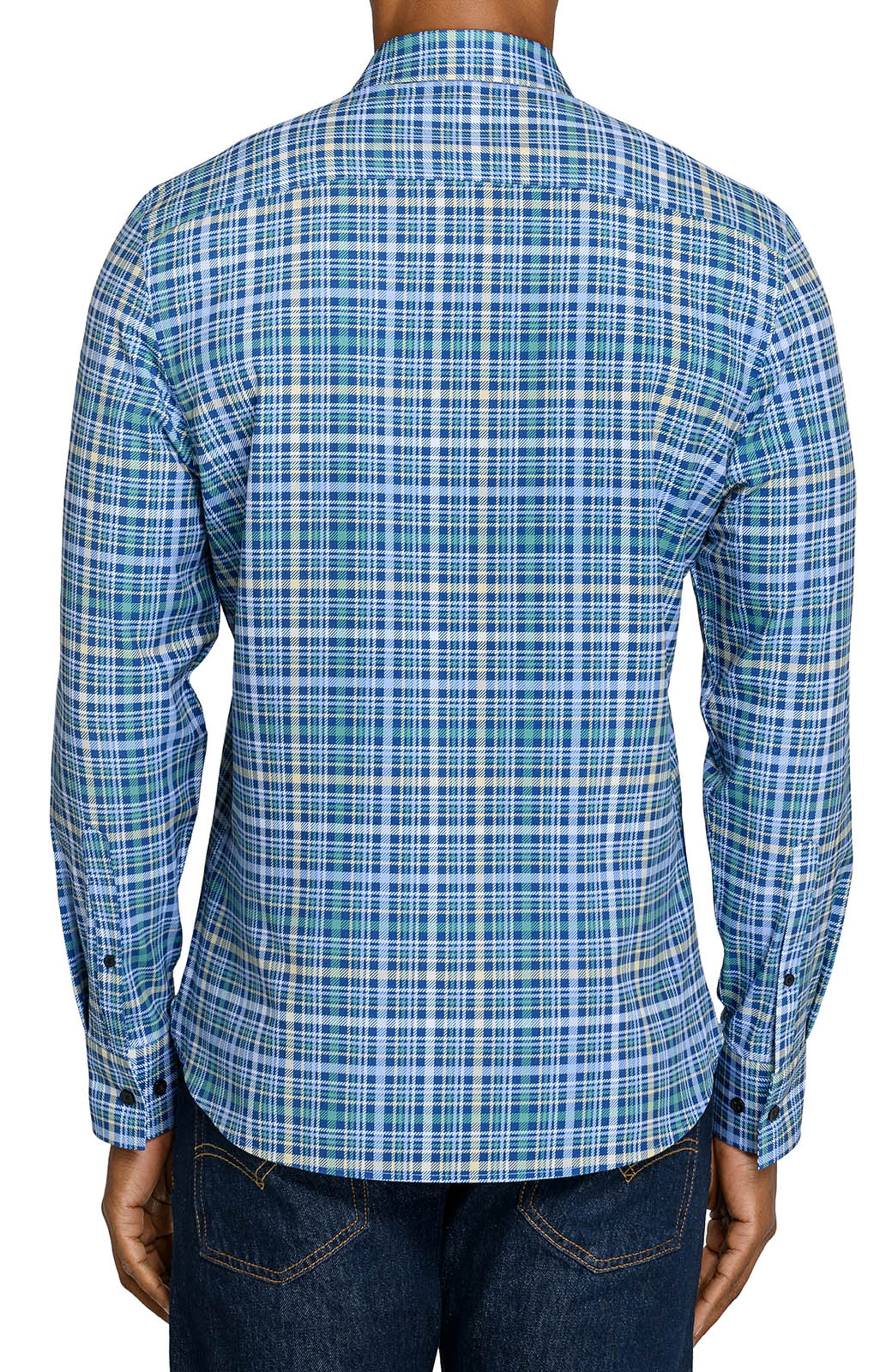 Slim Fit Multi Plaid Woven Long Sleeve Basic Shirt - image 2