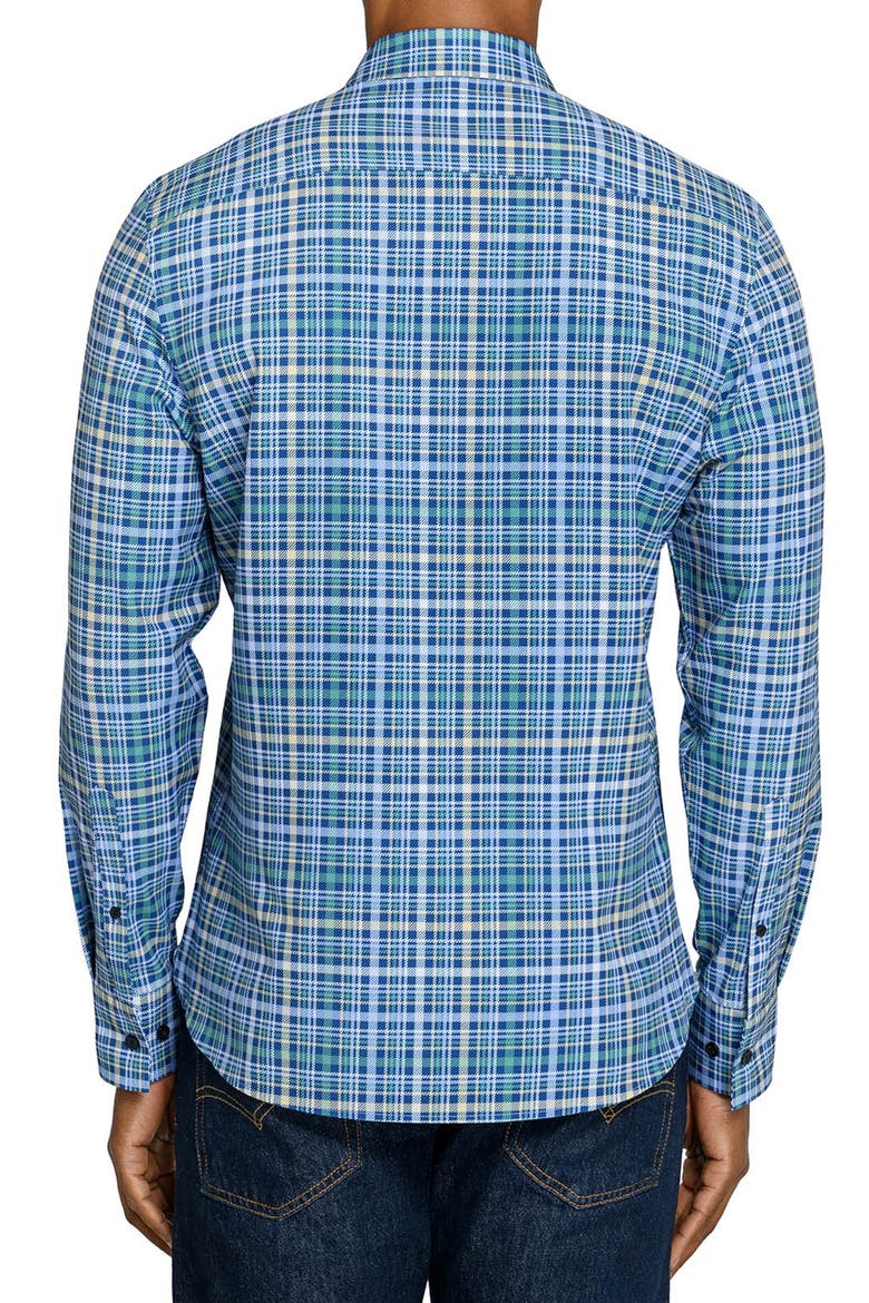 Slim Fit Multi Plaid Woven Long Sleeve Basic Shirt, Alternate, color, NAVY/GREEN