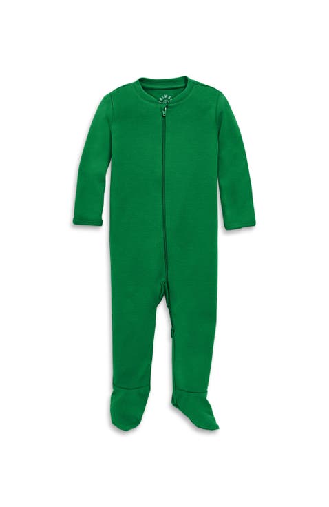 Baby Organic Zip Footie In Solid