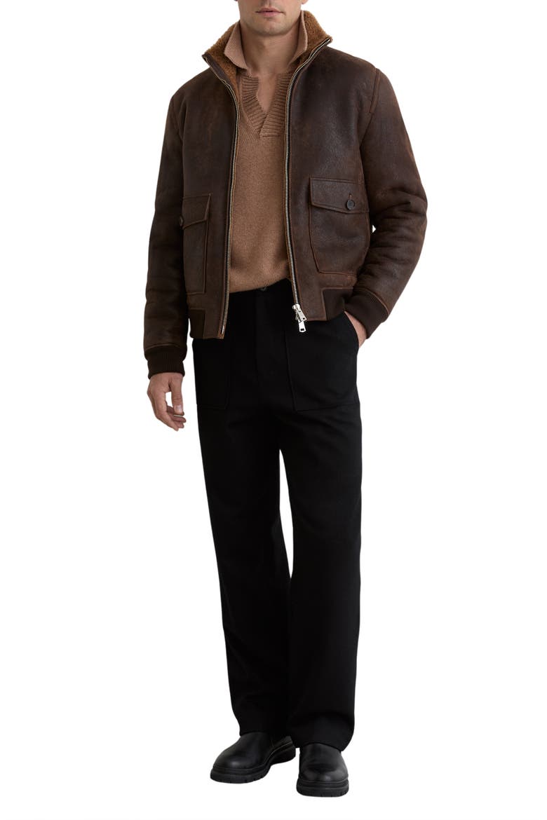 Peveral Genuine Shearling Lined Leather Jacket, Alternate, color, BROWN