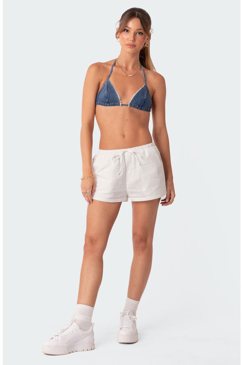 Leslie Cotton Drawstring Shorts, Alternate, color, WHITE