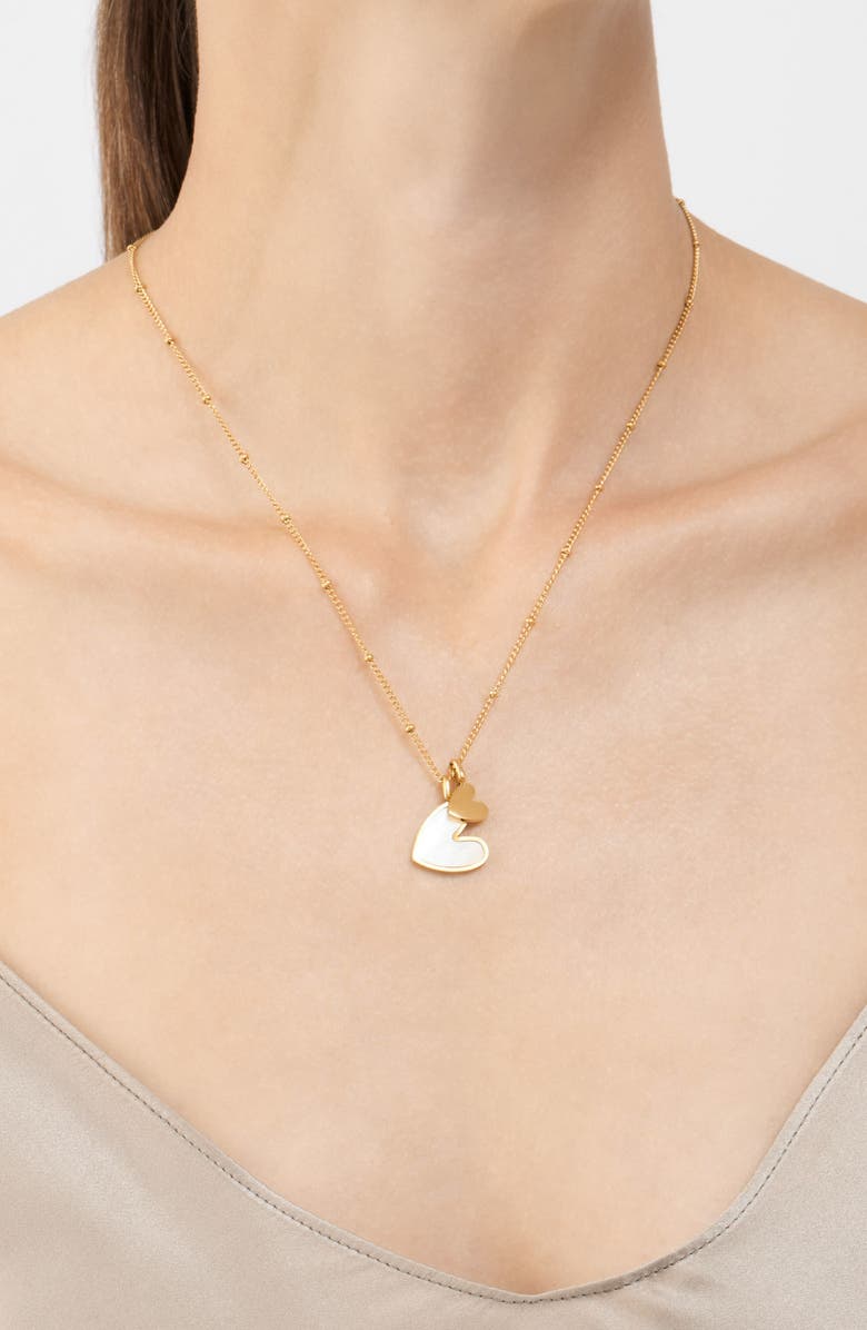 Adornia Heart Pendant Necklace & Pearl Bracelet Set, Alternate, color, Gold