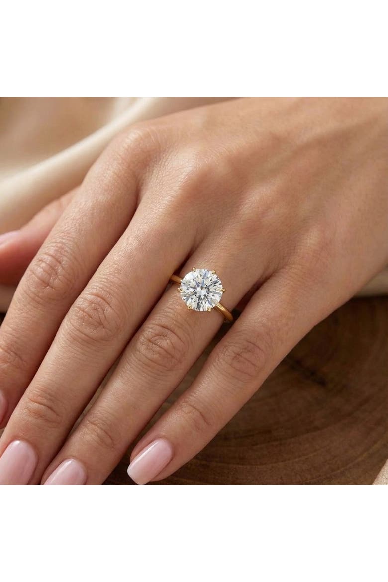 Certified 2 1/2CT Lab Grown Diamond Solitaire Thin Engagement Ring 14k Gold, Alternate, color, 14k Yellow Gold
