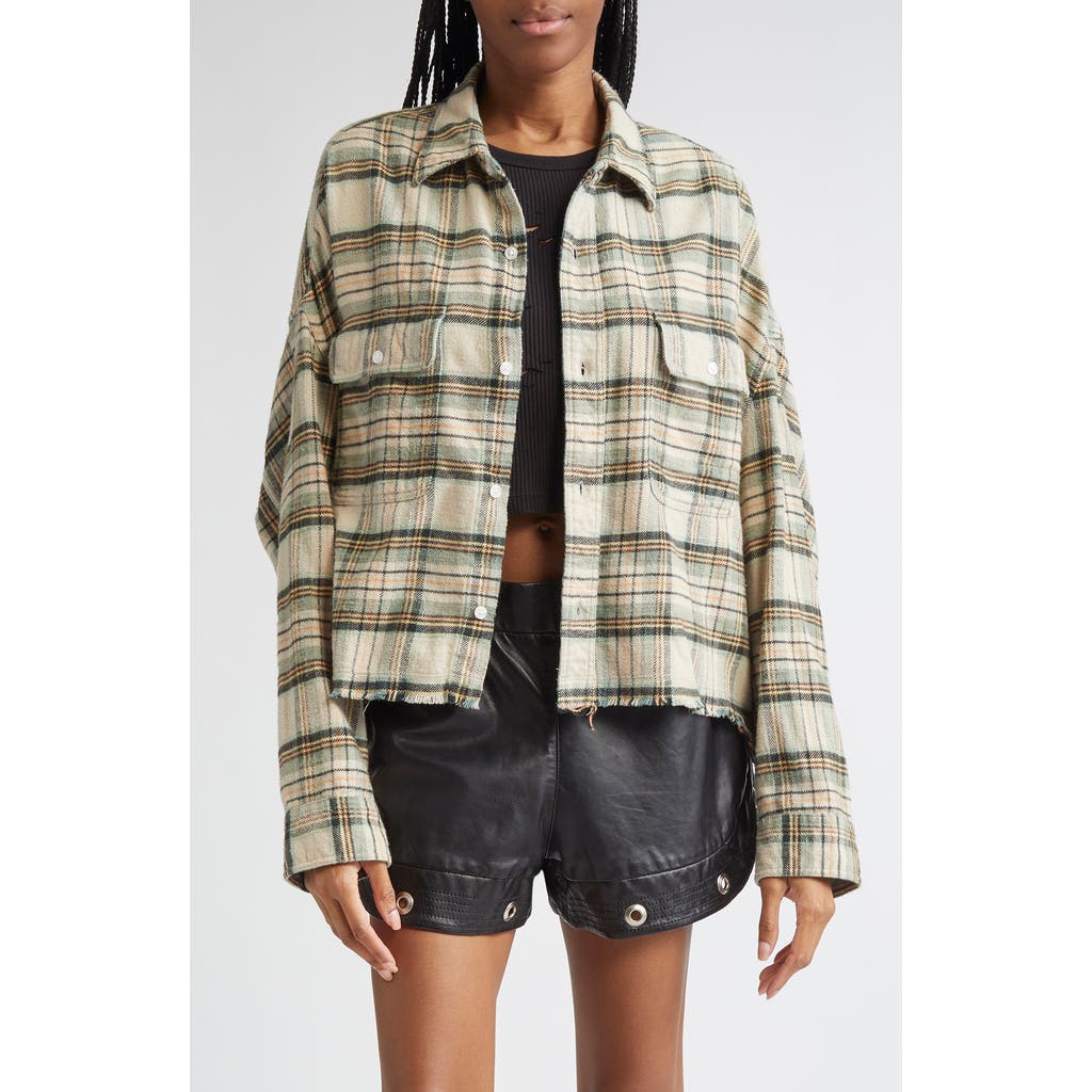 R13 Plaid Shirt With Frayed Hem In Multi