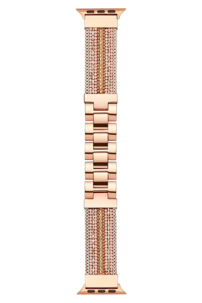 Beaded Apple Watch® Bracelet Watchband, Alternate, color, ROSE GOLD