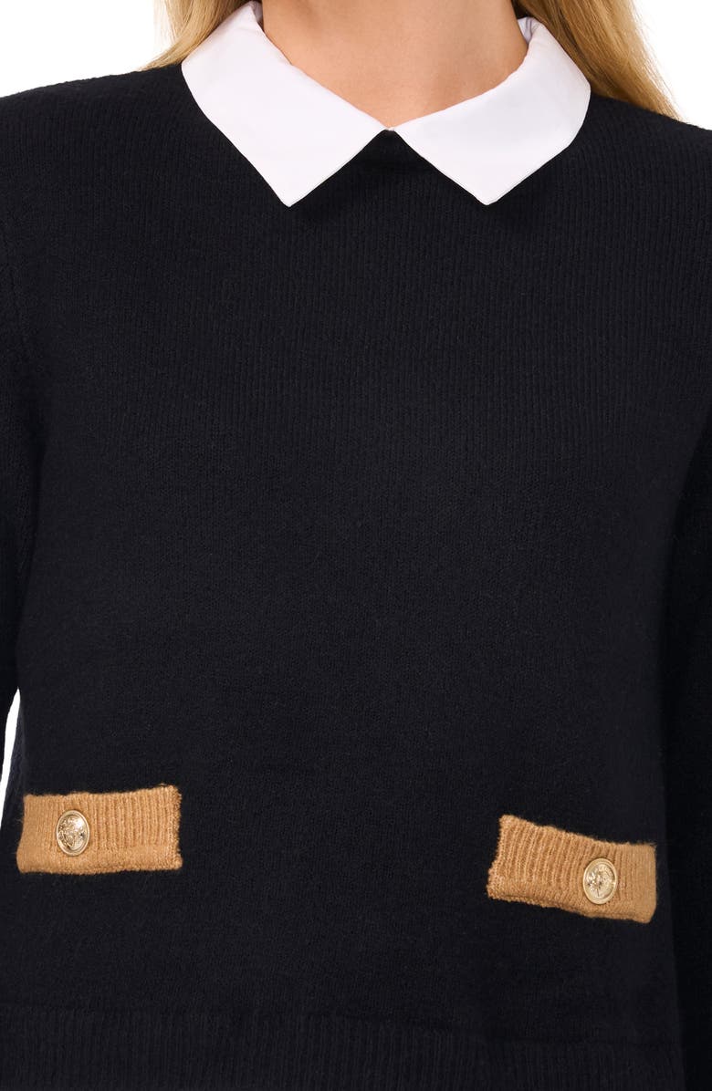 CeCe Layered Look Faux Pocket Sweater, Alternate, color, 