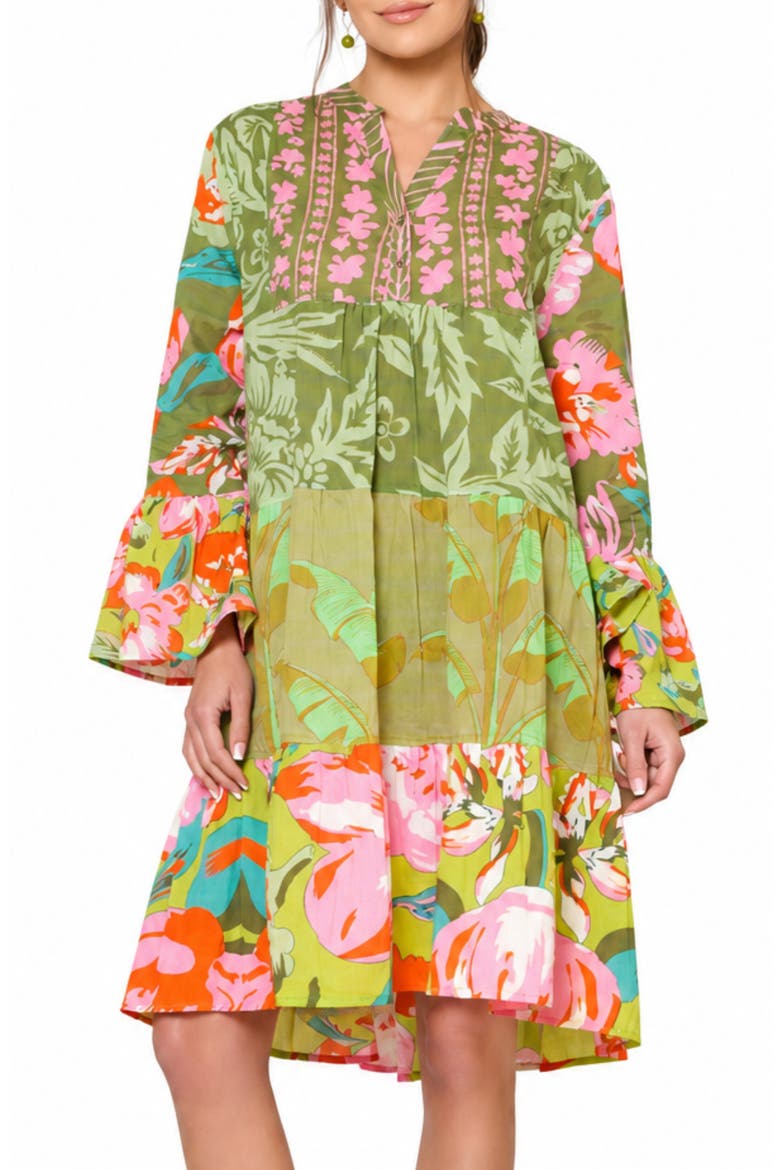 Patchwork Cotton Tunic, Main, color, GREEN