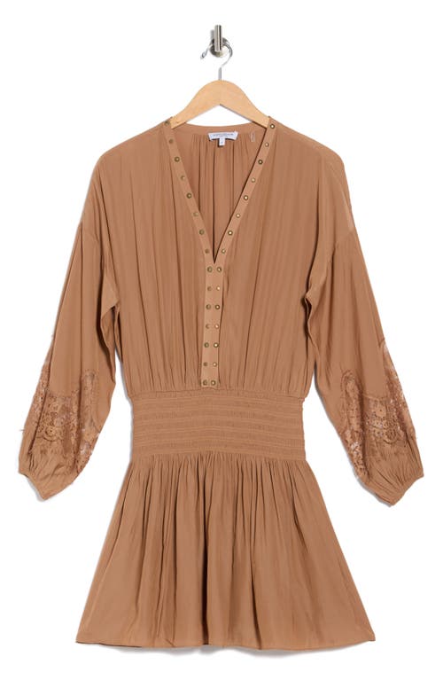 Ramy Brook Vaira Studded Long Sleeve Minidress In Brown