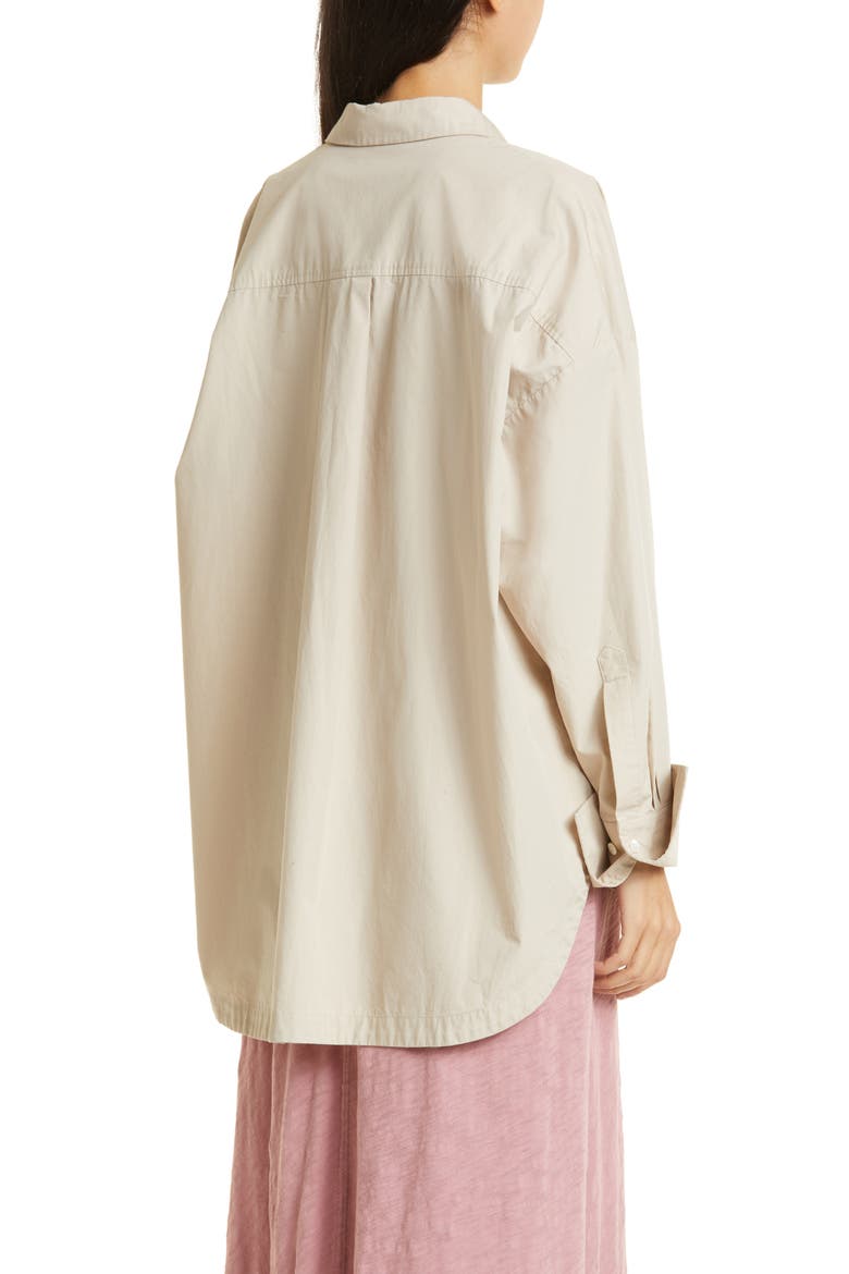 Cotton Poplin Button-Up Shirt, Alternate, color, LINEN