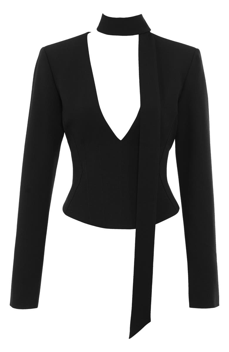 HOUSE OF CB Danya Corset Crop Top, Alternate, color, Black