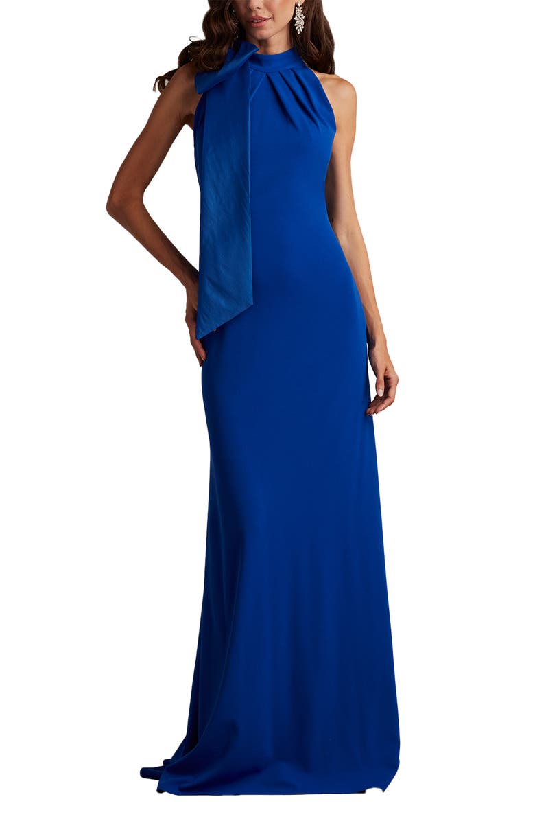 Tadashi Shoji Bow Neck Gown, Alternate, color, Mystic Blue