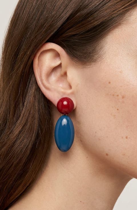 Retro Colorblock Drop Earrings