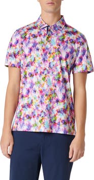 Bugatchi Hendrix Digital Watercolor Print Pima Cotton Polo