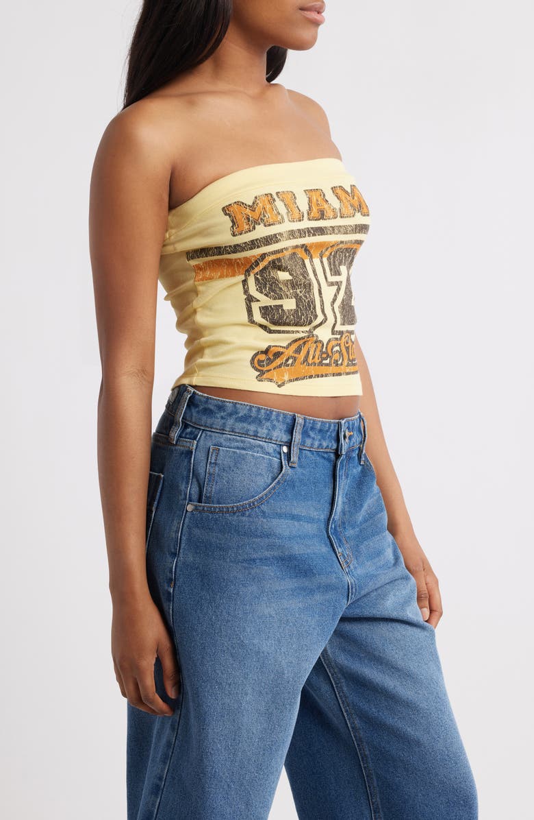 BDG Urban Outfitters Miami Strapless Bandeau Crop Top, Alternate, color, Yellow