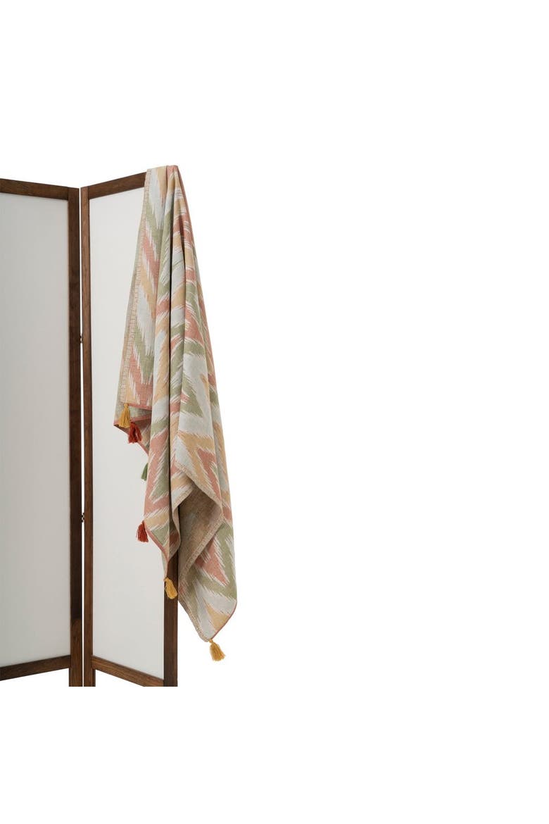Chevron Loom Turkish Cotton Towel & Throw, Alternate, color, Clay & Olive
