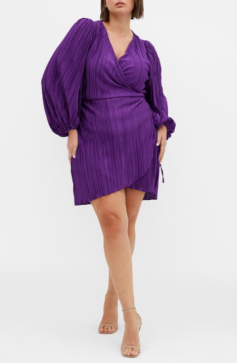 Kira Long Sleeve Wrap Dress (Plus)