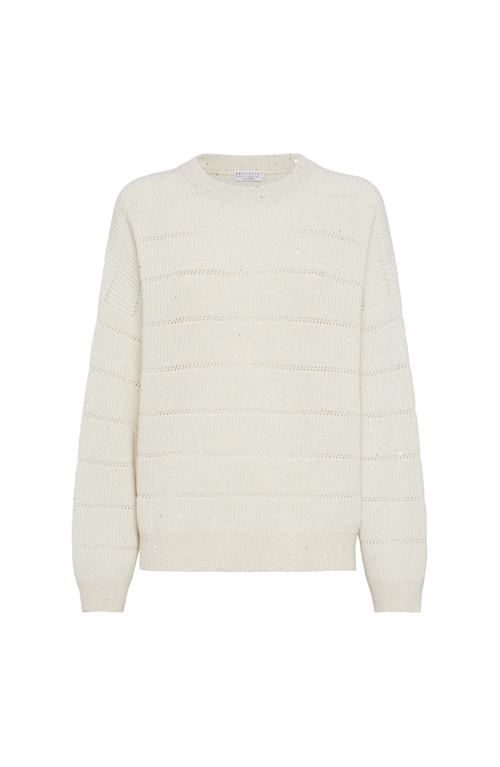 Brunello Cucinelli Dazzling Sweater With Openwork Stripes