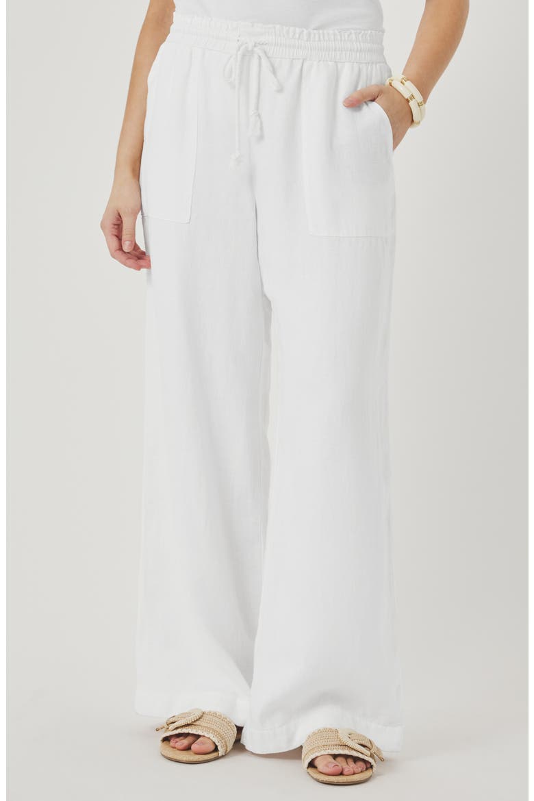 Stella Paperbag Linen Wide Leg Pants, Main, color, WHITE