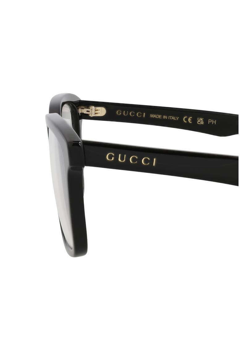 55mm Rectangular Optical Glasses, Alternate, color, BLACK BLACK TRANSPARENT