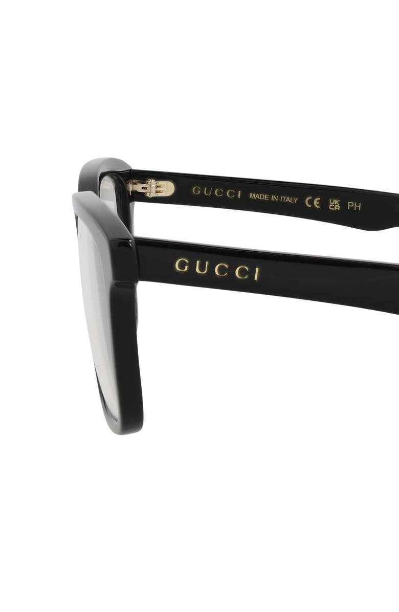Gucci 55mm Rectangular Optical Glasses, Alternate, color, Black Black Transparent