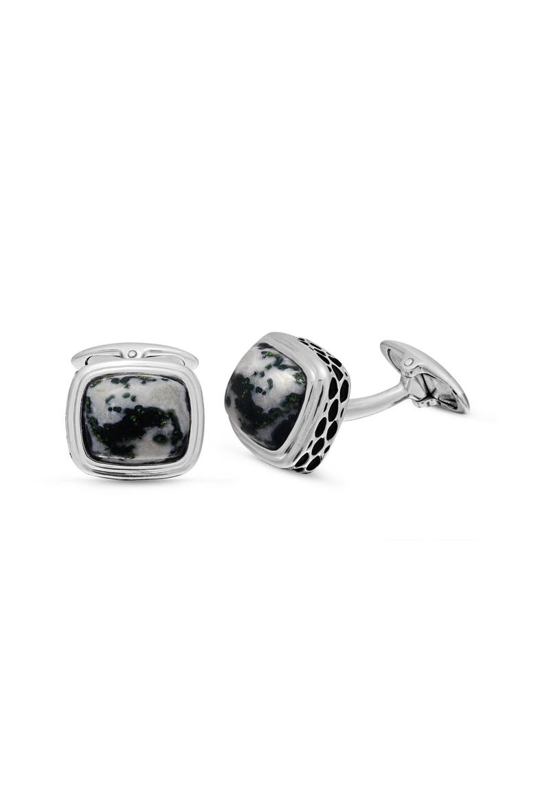 Tree Agate Sterling Silver Men Cufflinks, Alternate, color, Silver