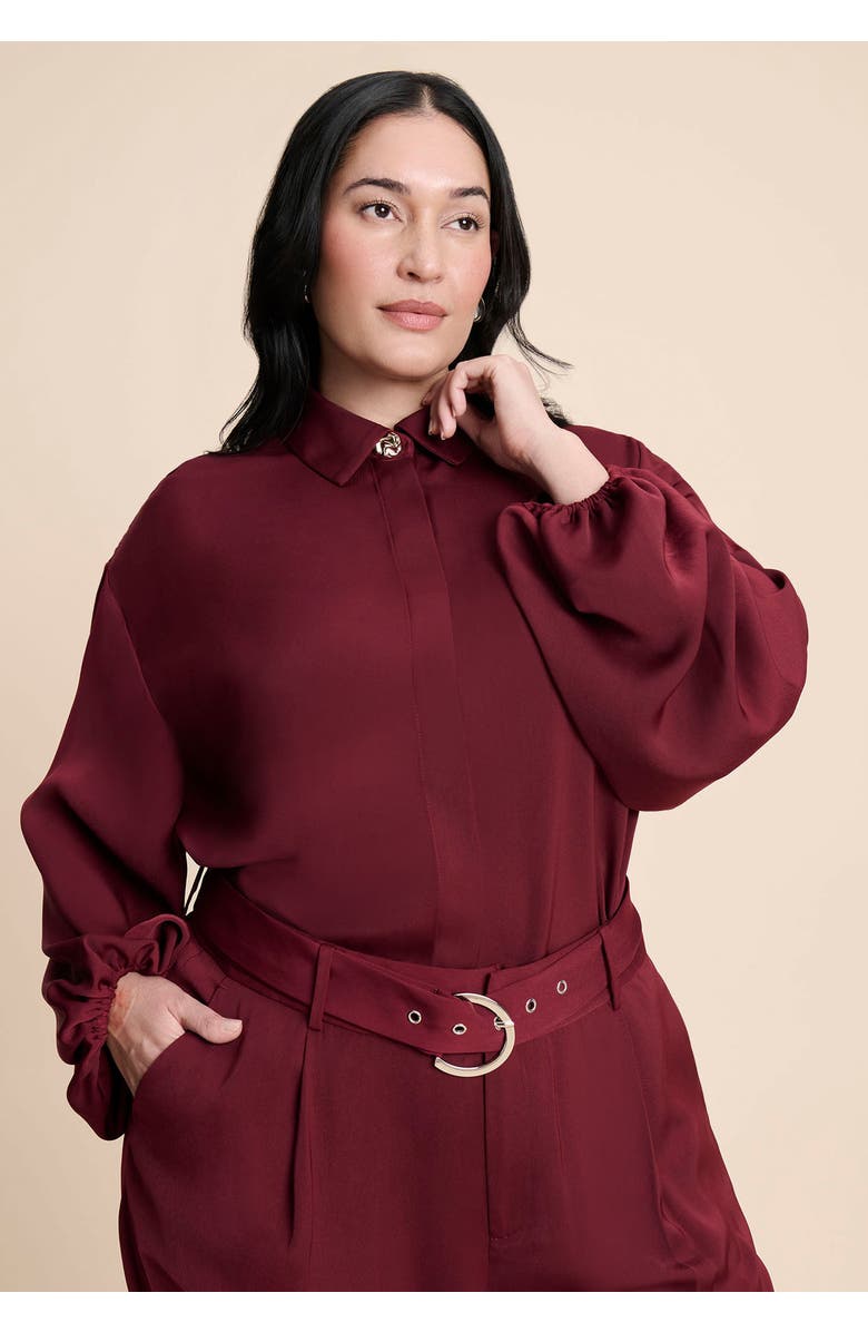 ELOQUII High Low Hem Tunic, Alternate, color, Zinfandel